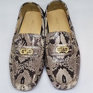 COLE HAAN SHELBY BIT LOGO Snake Print Leather Driving Shoes Loafers Size 7